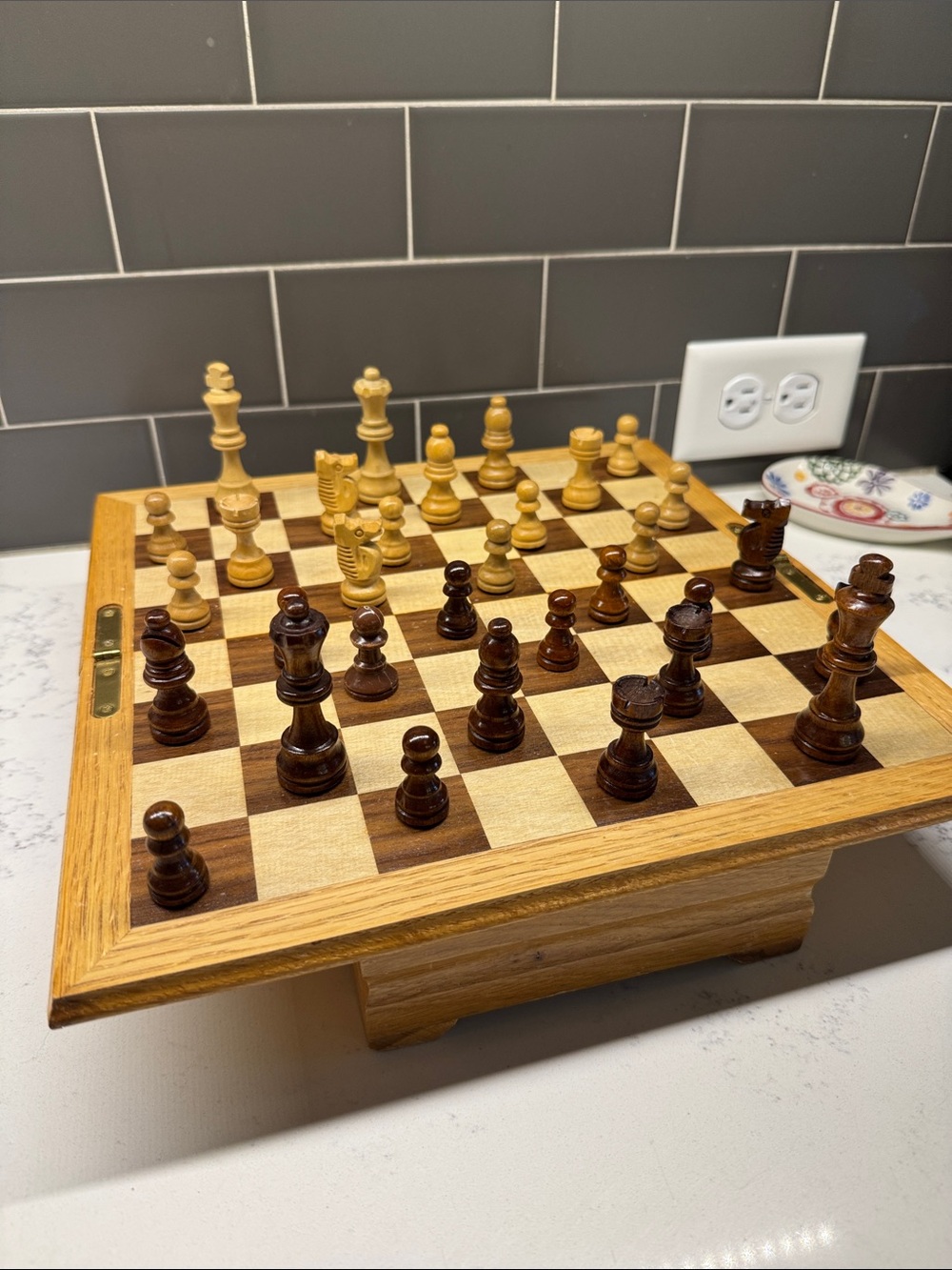 Classic Wooden Chess Set in Light and Dark Brown